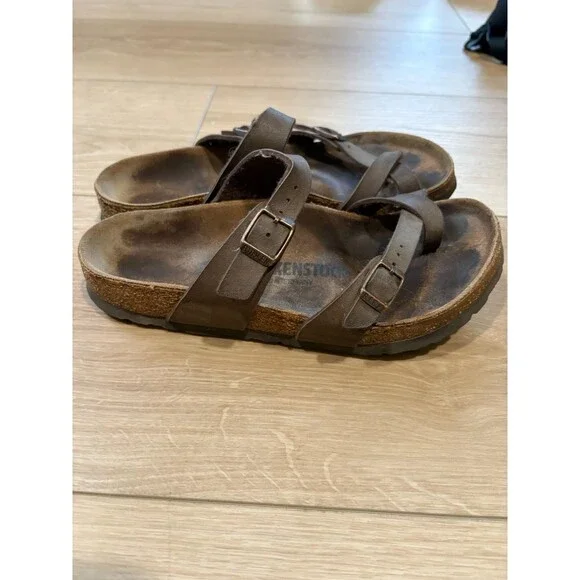 Birkenstock Mayari Mocha Size 38 Womens Brown Slip On Slides Germany - Picture 6 of 9